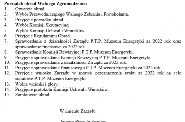 Walne Zebranie Polskiego Towarzystwa Przyjaciół Muzeum Energetyki